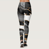 Imitate Marbled Agate Black Stylish Stone Luxury G Leggings (Rückseite)