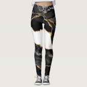 Imitate Marbled Agate Black Stylish Stone Luxury G Leggings (Vorderseite)