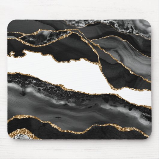 Imitate Marbled Agate Black Stylish Stone Luxury G Mousepad (Vorne)