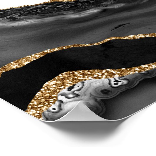 Imitate Marbled Agate Black Stylish Stone Luxury G Poster (Ecke)