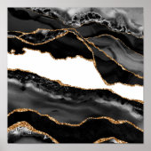 Imitate Marbled Agate Black Stylish Stone Luxury G Poster (Vorne)
