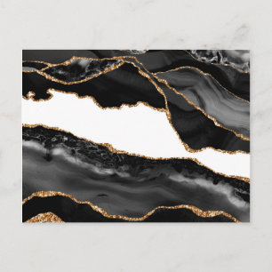 Imitate Marbled Agate Black Stylish Stone Luxury G Postkarte
