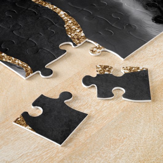Imitate Marbled Agate Black Stylish Stone Luxury G Puzzle (Seite)