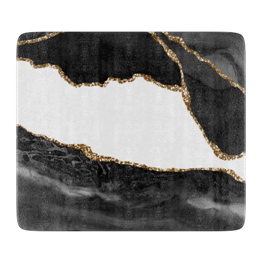 Imitate Marbled Agate Black Stylish Stone Luxury G Schneidebrett (Vorderseite)