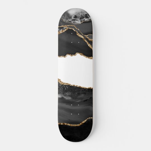 Imitate Marbled Agate Black Stylish Stone Luxury G Skateboard (Vorderseite)