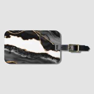 Imitate Marbled Agate Black Stylish Stone Luxury Gepäckanhänger