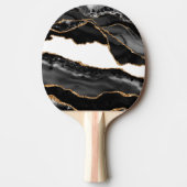Imitate Marbled Agate Black Stylish Stone Luxury Tischtennis Schläger (Vorderseite)