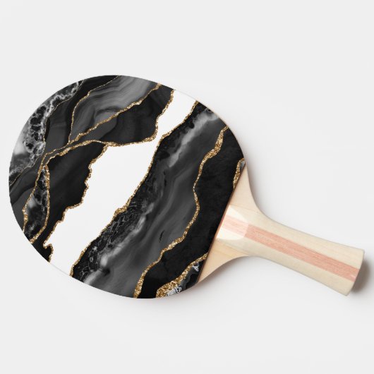 Imitate Marbled Agate Black Stylish Stone Luxury Tischtennis Schläger (Seitenansicht)