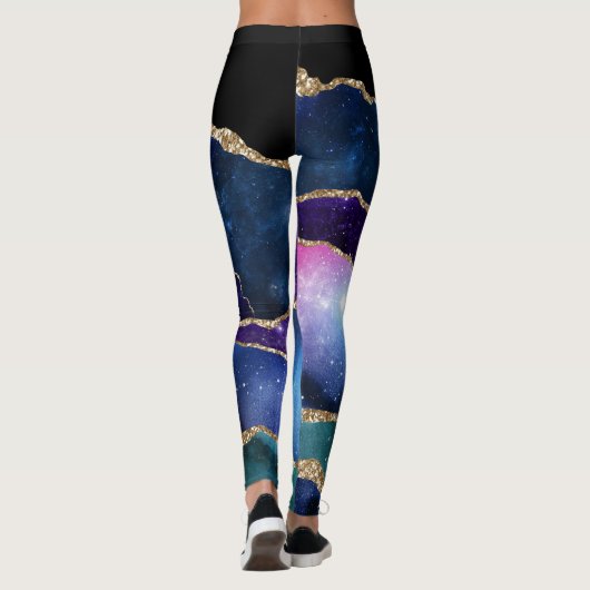 Imitate Marbled Agate Stone Galaxy Funkelnd Schluc Leggings (Rückseite)