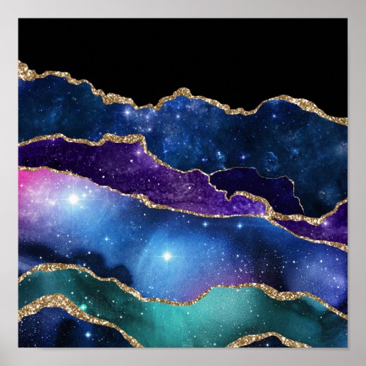 Imitate Marbled Agate Stone Galaxy Funkelnd Shinti Poster (Vorne)