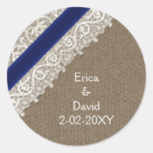 IMITATE, marineblaue Spitzen und Burlap , Hochzeit