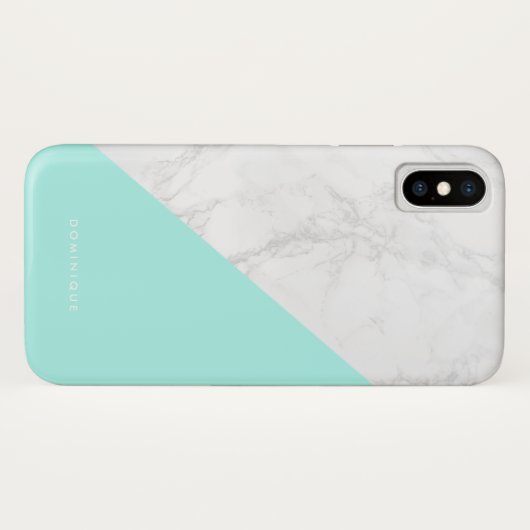 Imitate Marmor mit Aqua Accent Moderne Personalisi Case-Mate iPhone Hülle (Rückseite (Horizontal))