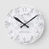 Imitate Marmor mit nummerierter Uhrenfront und Tex Runde Wanduhr (Vorderseite)