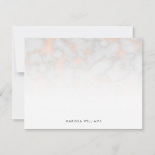 Imitate Marmor und Rose Gold Textur Mit Monogramm Mitteilungskarte