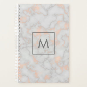 Imitate Marmor und Rose Gold Textur Mit Monogramm Planer