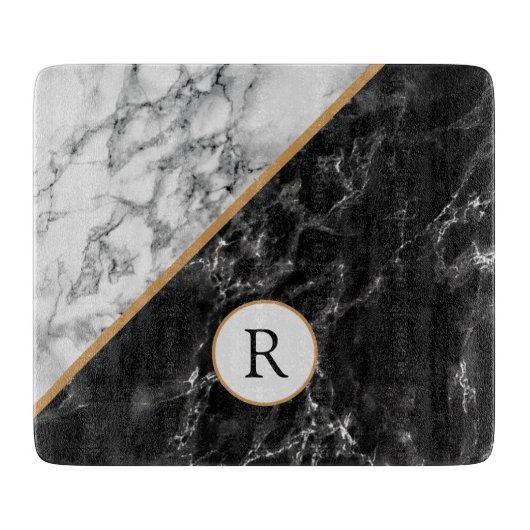 Imitate Marmorablage Monogramm Ihr Brief Schneidebrett (Vorderseite)