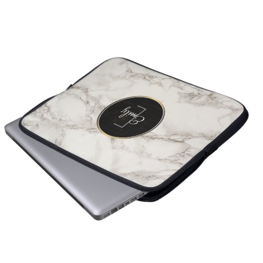 Imitate Marmoralabaster Taupe Tan Moderne Custom Laptopschutzhülle (Vorne Knopf)