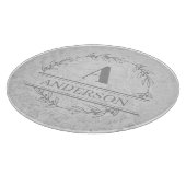 Imitate Marmorkranke Familienname Monogram Schneidebrett (Ecke)