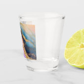 Imitate Marmorschifffahrt, Aqua, Rosa, Goldbeutel Schnapsglas (Rechts)