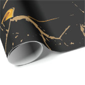 Imitate Marmorschwarz Gold Geschenkpapier (Rolleneckpunkt)