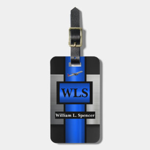 Imitate Metal Blue Black Gray Monogram Gepäckanhänger