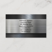 Imitate Metal-Grau-Schwarz-Monogramm Visitenkarte (Rückseite)