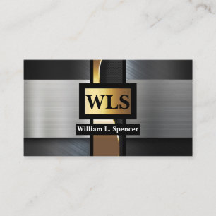 Imitate Metal-Grau-Schwarz-Monogramm Visitenkarte