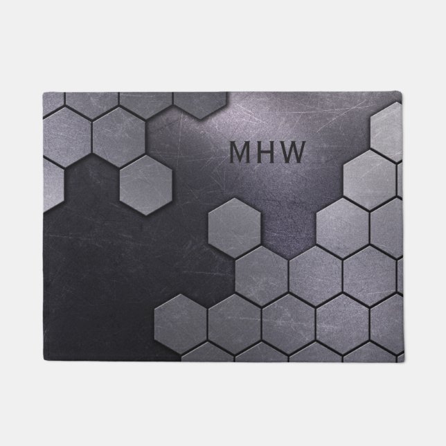 Imitate Metal Muster kundenspezifische Monogramm T Fußmatte (Vorderseite)