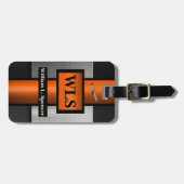 Imitate Metal Orange Black Gray Monogram Gepäckanhänger (Vorderseite horizontal)