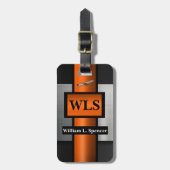 Imitate Metal Orange Black Gray Monogram Gepäckanhänger (Vorderseite vertikal)