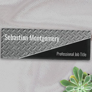 Imitate Metall Diamantplatte Diagonal Schwarzer Na Namenschild