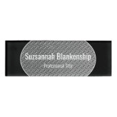 Imitate Metall Diamantplatte Schwarze Grenzen Name Namenschild (Vorderseite)