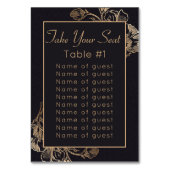 Imitate Metallic Floral Design Hochzeit Tischnummer (Vorderseite)