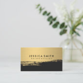 Imitate Metallic Gold gebürstet Schwarz Visitenkarte (Stehend Vorderseite)
