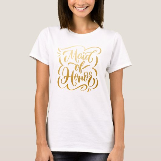 Imitate Metallic Gold handgeschliffene Trauzeugin T-Shirt (Vorderseite)
