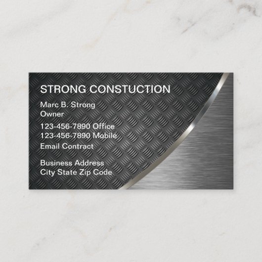 Imitate Metallic Look Construction Business Cards Visitenkarte (Vorderseite)