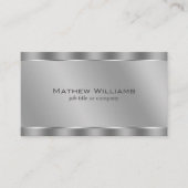 Imitate Metallischer Silber QR Code Minimalistisch Visitenkarte (Vorderseite)