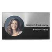 Imitate Metallisches Berufliches Silver Flare Foto Namenschild (Vorderseite)