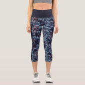 Imitate Metallisches Silber Grau Pink Foliage Dunk Capri Leggings (Vorderseite)