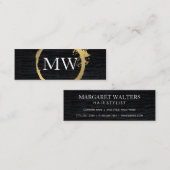 Imitate Metallisches Velvet Schwarz mit Monogramm Mini Visitenkarte (Vorne/Hinten)