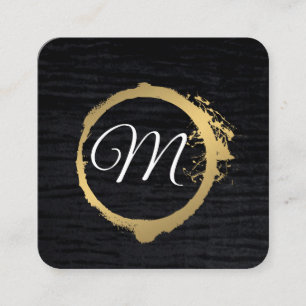 Imitate Metallisches Velvet Schwarz mit Monogramm Quadratische Visitenkarte