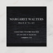 Imitate Metallisches Velvet Schwarz mit Monogramm Quadratische Visitenkarte (Rückseite)