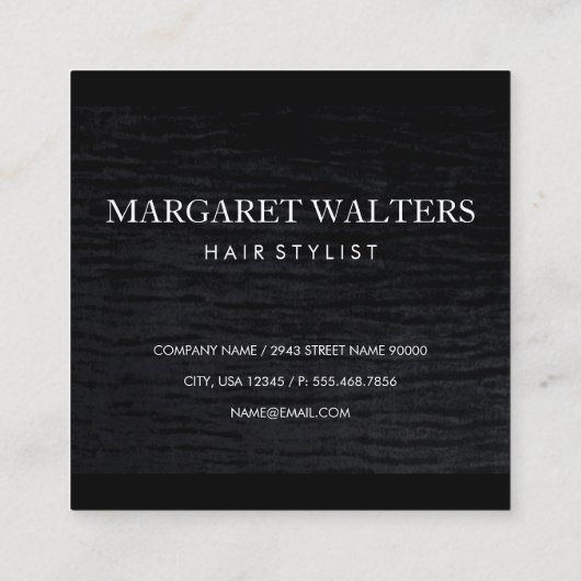 Imitate Metallisches Velvet Schwarz mit Monogramm Quadratische Visitenkarte (Rückseite)