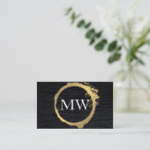 Imitate Metallisches Velvet Schwarz mit Monogramm Visitenkarte (Stehend Vorderseite)