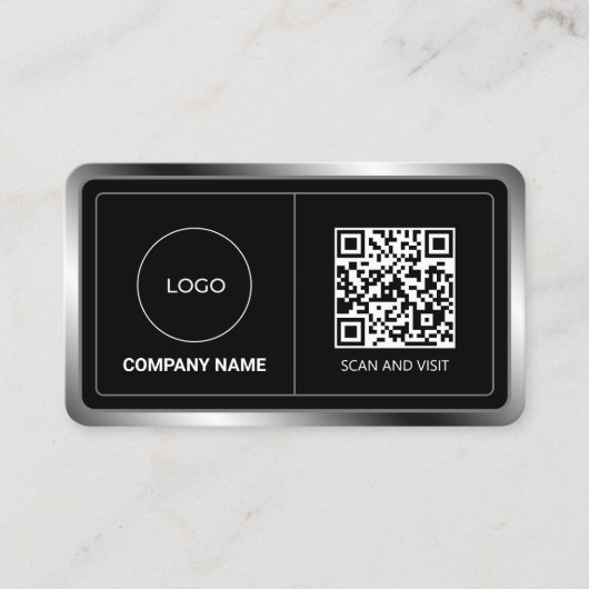 Imitate Metallrahmen mit Logo und Code Visitenkarte (Vorderseite)