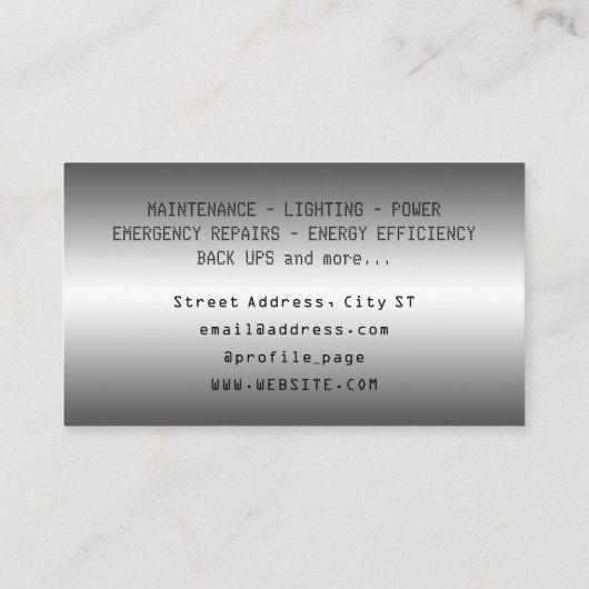 Imitate Metallstruktur plus und minus elektrische Visitenkarte (Rückseite)