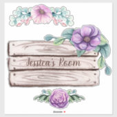 Imitate mit Blumenmuster - Kinderzimmer mit Kinder Aufkleber (Blatt)