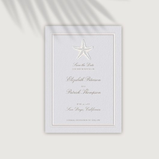 Imitate mit dem Embossed Starfish Coastal feierlic Save The Date