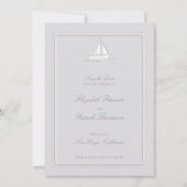 Imitate mit Embossed Frame Boat Coastal feierliche Save The Date (Vorderseite)