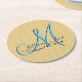 Imitate mit Embossed Gold Monogram 3d Runder Pappuntersetzer (Angewinkelt)